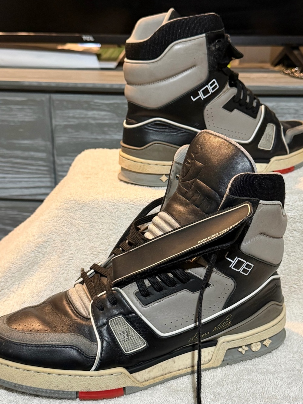 Louis Vuitton 408 High-Top Sneakers in Black and Gray
